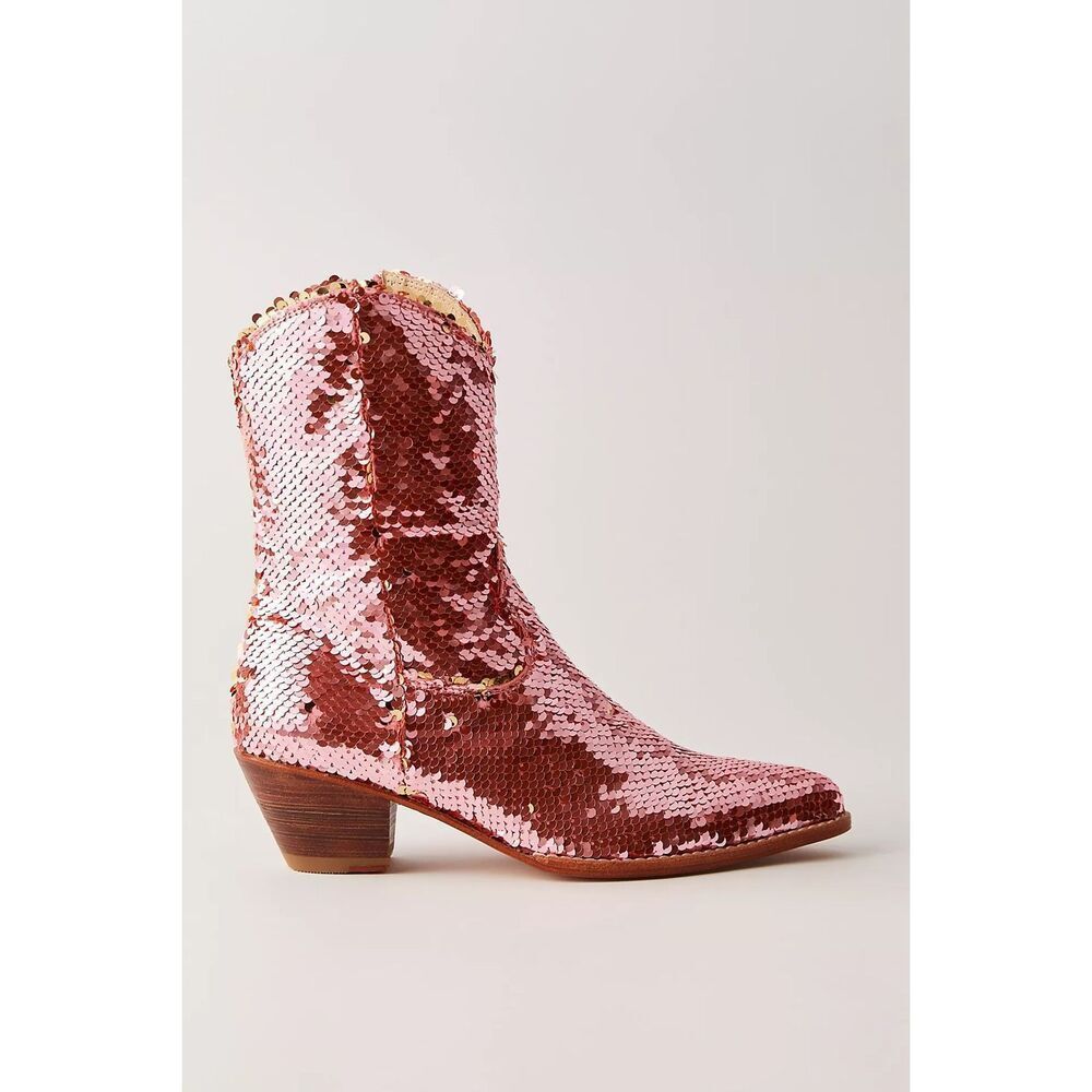 New Free People x Momo Chameleon Sequin Boots Size 37 - Picture 3 of 7